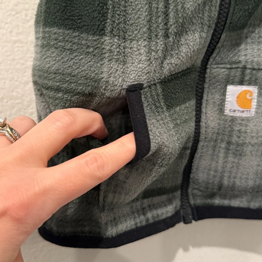 Carhartt Infant Green Plaid Hooded Vest 9‎ Months